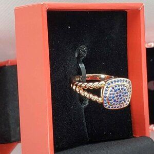 Brand New Peermont Jewelry 18k rose gold plated with blue cubic zirconia stones